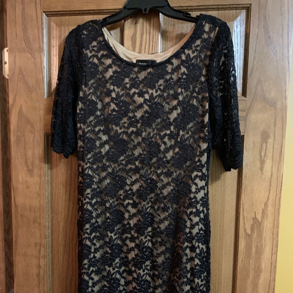 Black Lace Short Sleeve Dress